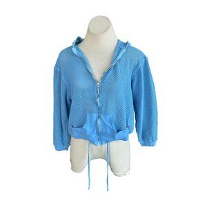 Hard Tail Forever Cornflower Bloue Mesh Open Weave Full ZipHoodie Jacket Size S